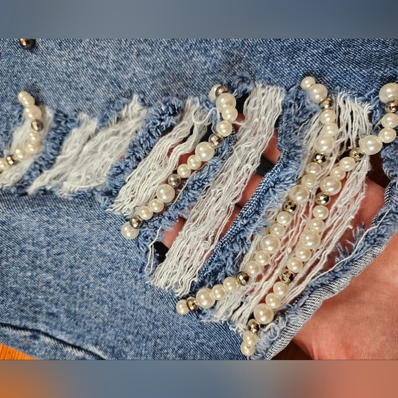 Beaded Jean Mini Skirt - Picture 5 of 5